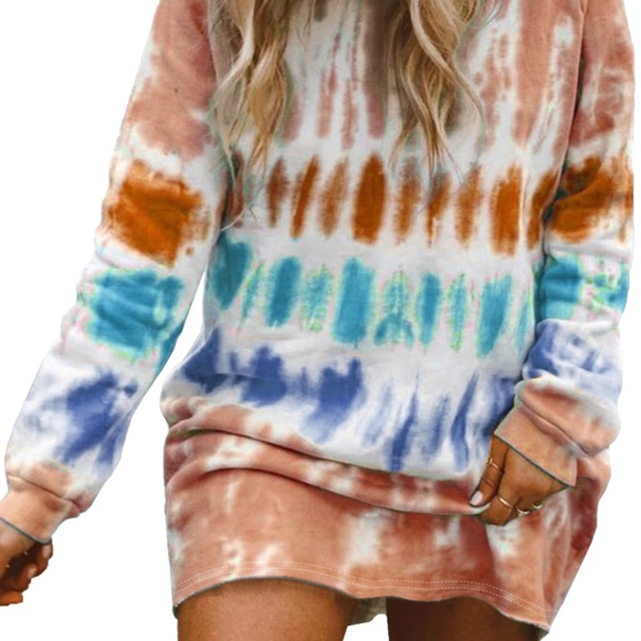 Waterschic Tie Dye Sweatshirt Dress Pink & Blue - Picture 11 of 11